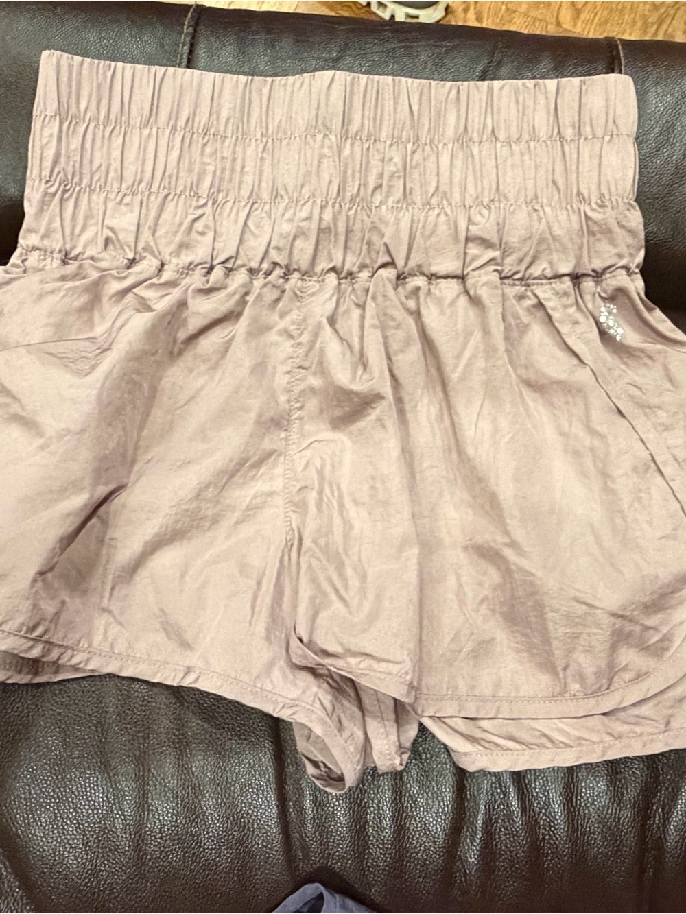 Free People High-Rise Ruched Waist Shorts in Mauve